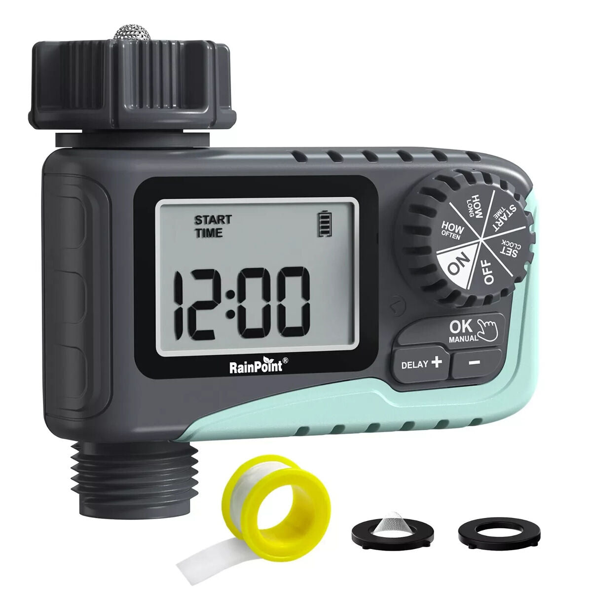 Temporizador de Manguera de 1 zona con retardo de lluvia, riego manual, sistema controlador de riego automático RainPoint