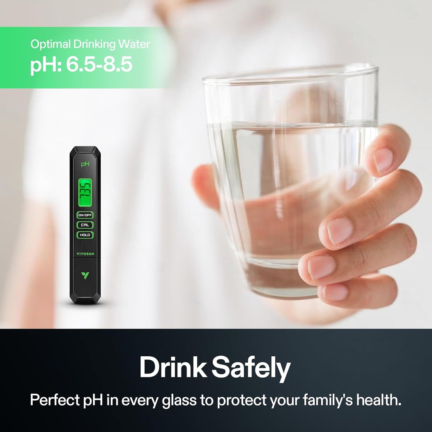 Medidor digital de pH, 0,01 pH de alta precisión, tipo bolígrafo para hidroponía, bebida doméstica, piscina y acuario, negro, certificado UL Vivosun
