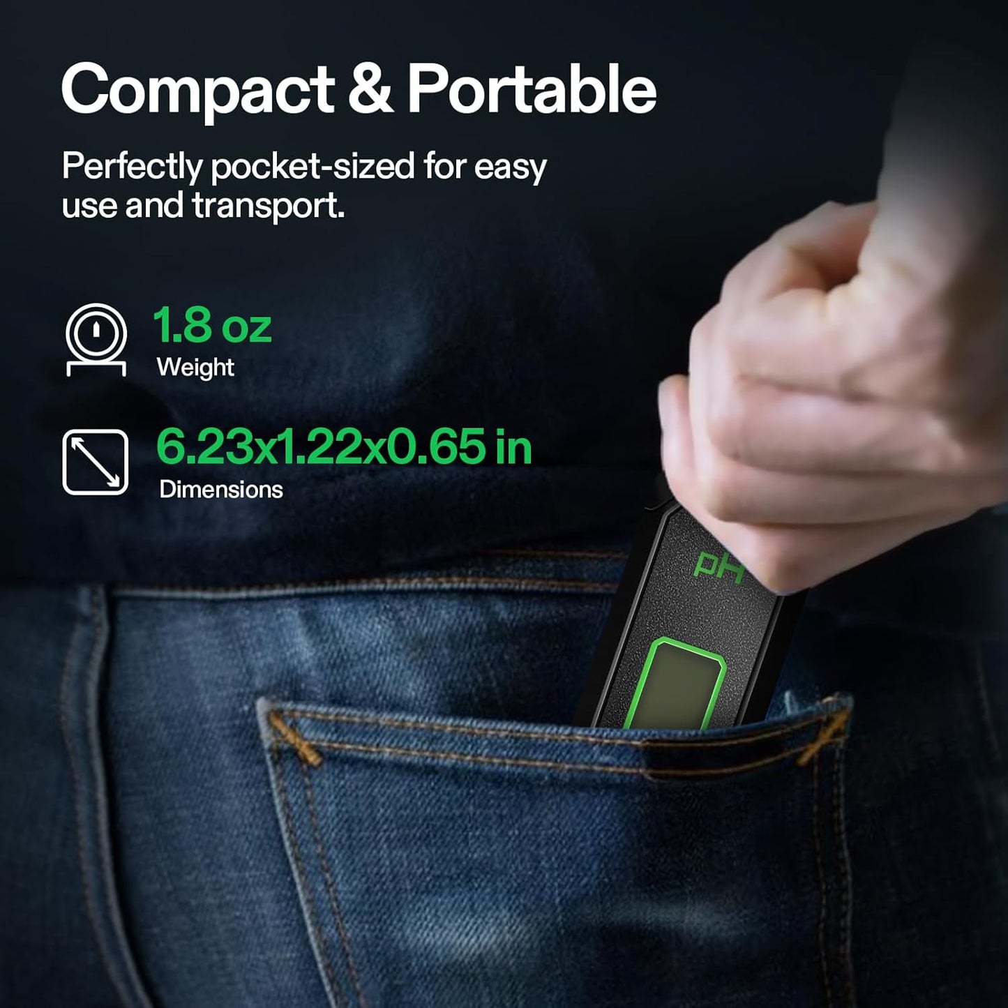 Medidor digital de pH, 0,01 pH de alta precisión, tipo bolígrafo para hidroponía, bebida doméstica, piscina y acuario, negro, certificado UL Vivosun