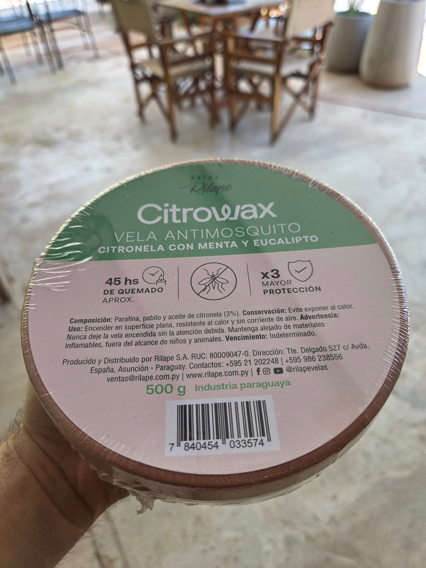 Vela Citrowax 500gr citronela-lavanda