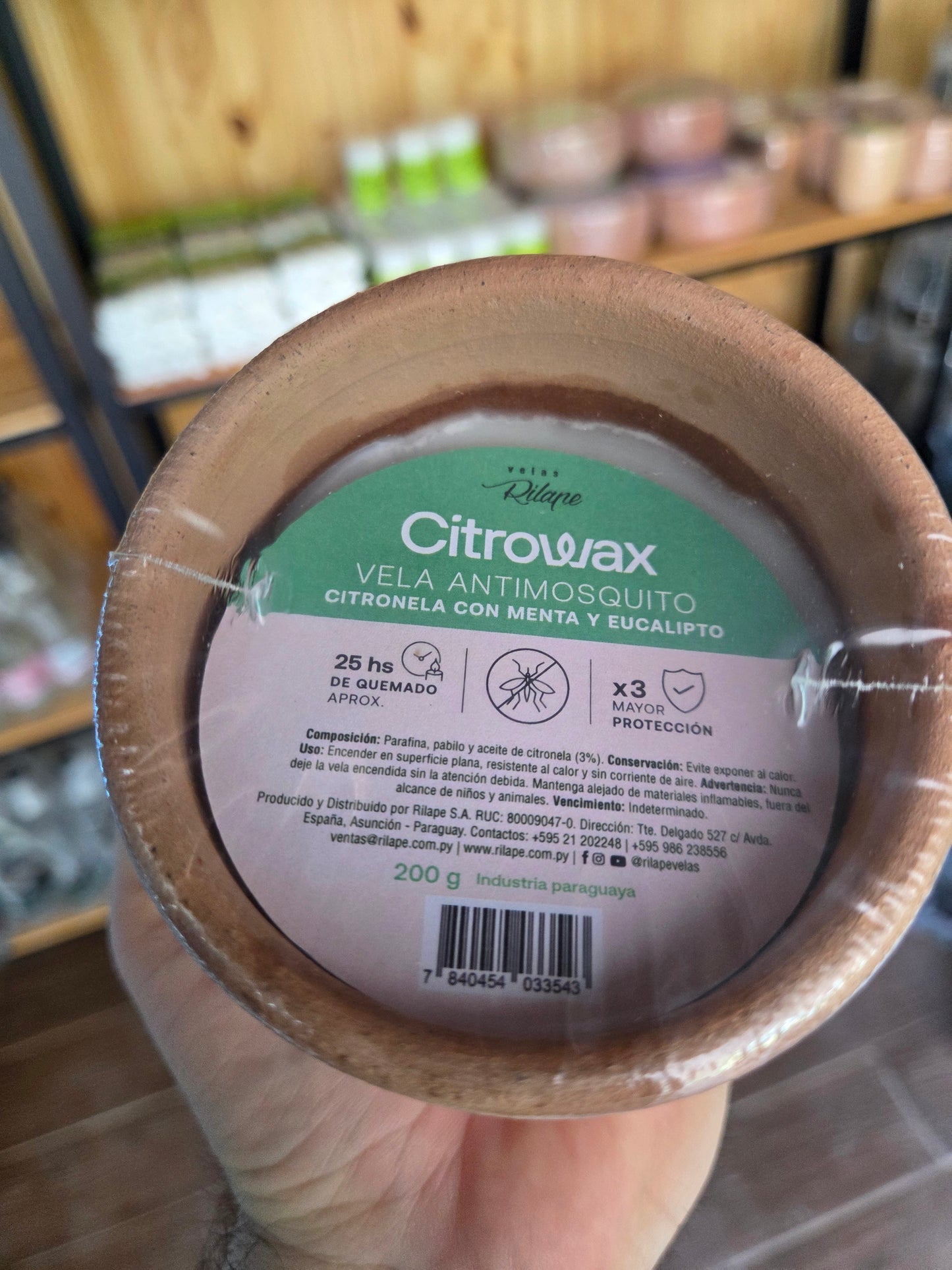Vela Citrowax 200gr citronela-menta-eucalipto