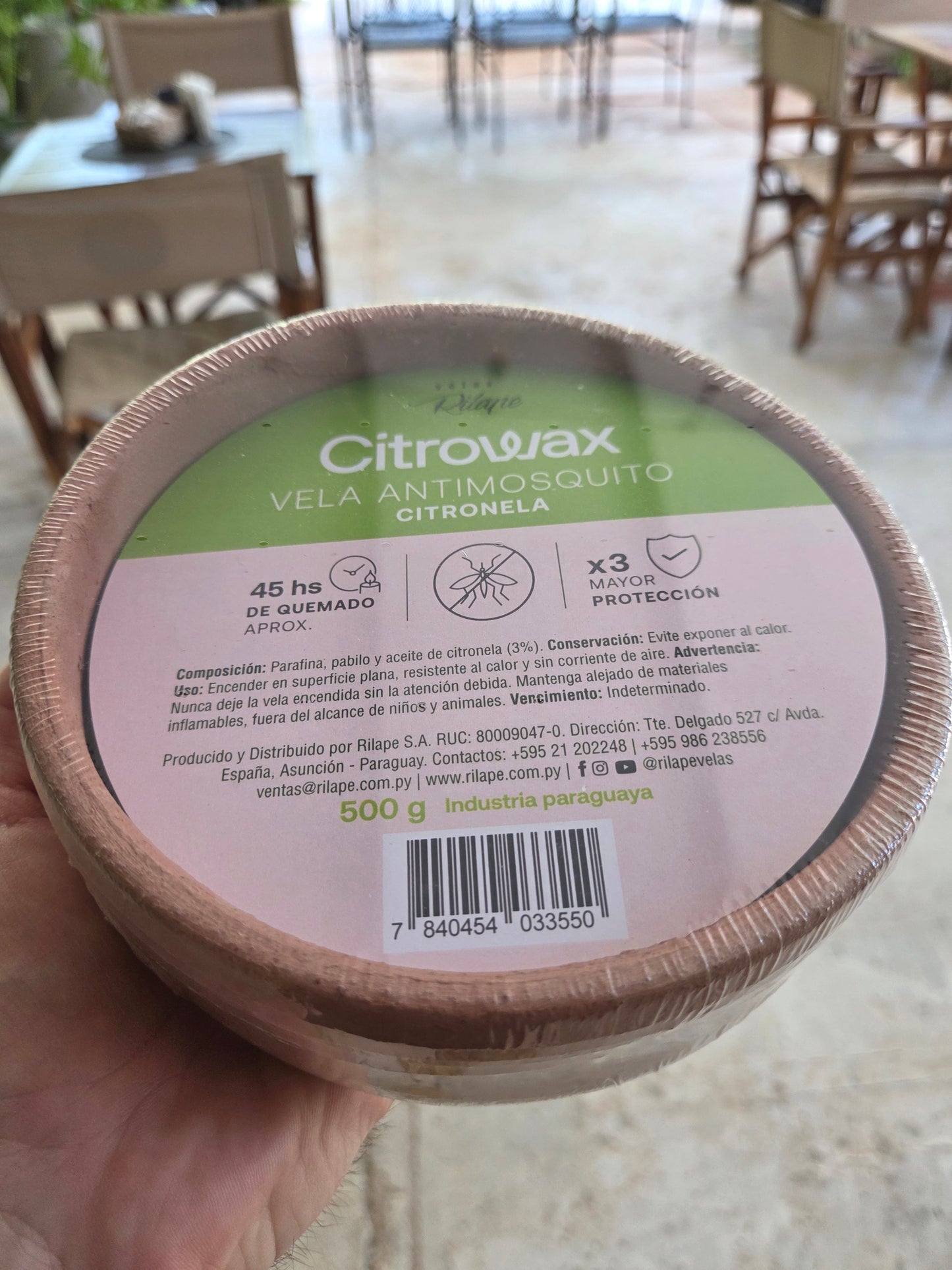 Vela Citrowax 500gr citronela